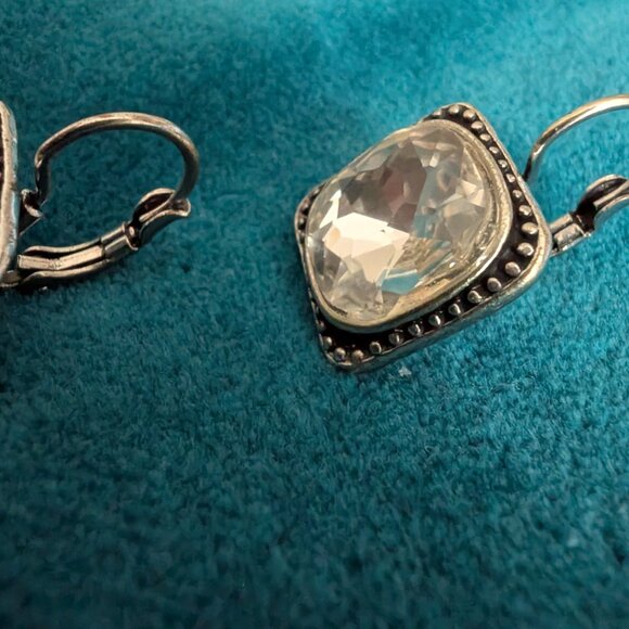 Cubic Zirconia Drop Earrings, Vintage - Picture 5 of 8